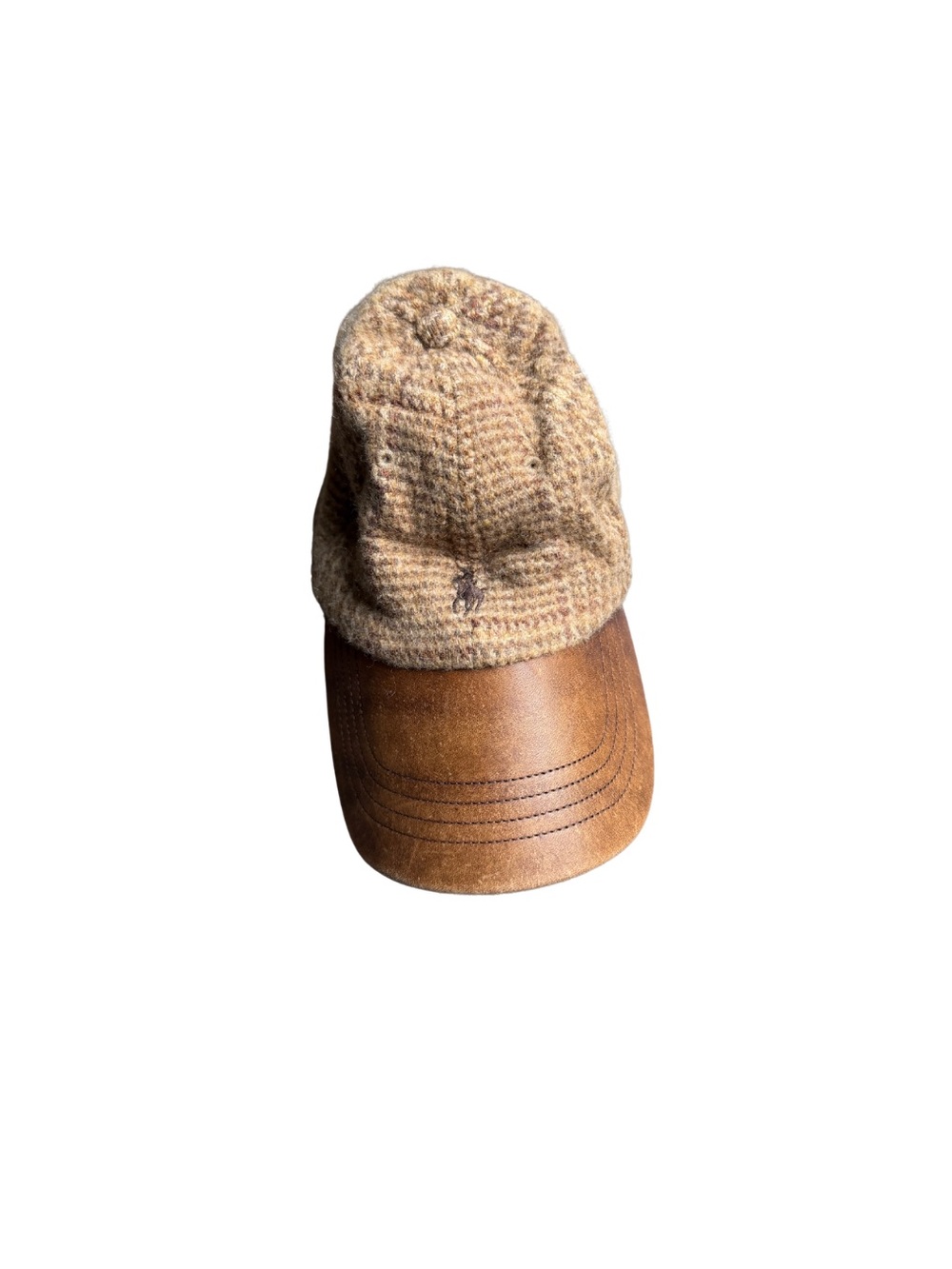 Polo by Ralph Lauren Vintage Knit Crown Baseball Cap in Tan and Brown